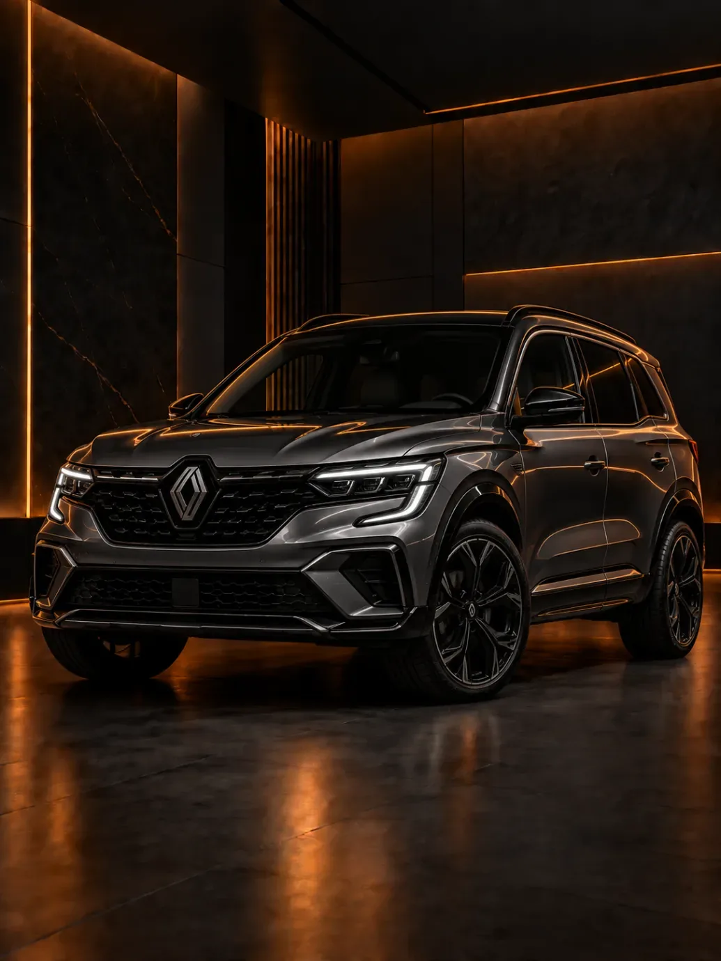 Dark grey Renault SUV with diamond badge and black alloy wheels